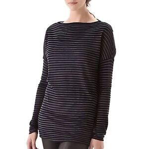 Vince Charcoal and Gray Striped Lightweight Wool Sweater